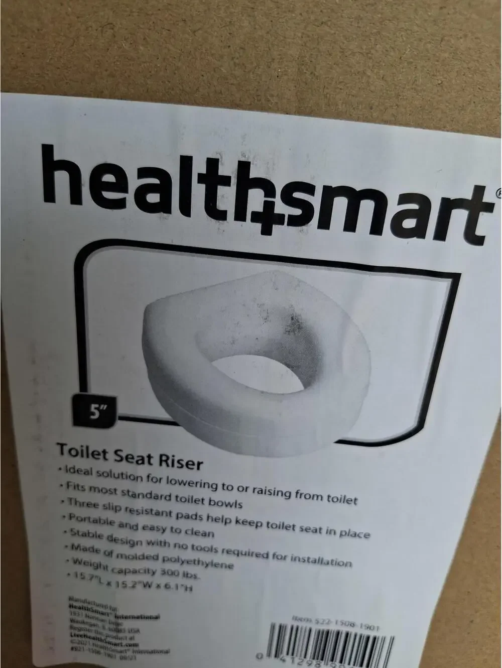 HealthSmart 5-Inch Toilet Seat Riser new